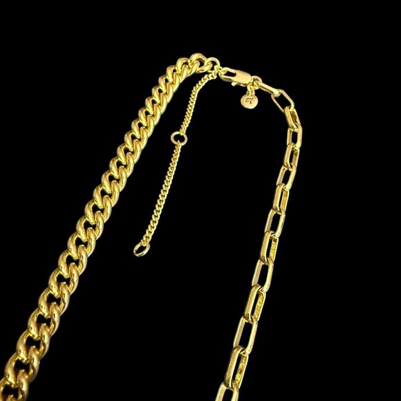 Madewell Gold Plated Brass Dual-Link Chain Necklace Curb Link Paperclip - Picture 6 of 13
